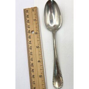 Antique Wm A Rogers Silverplate Teaspoon With Beaded Edge 6" Vintage Flatware